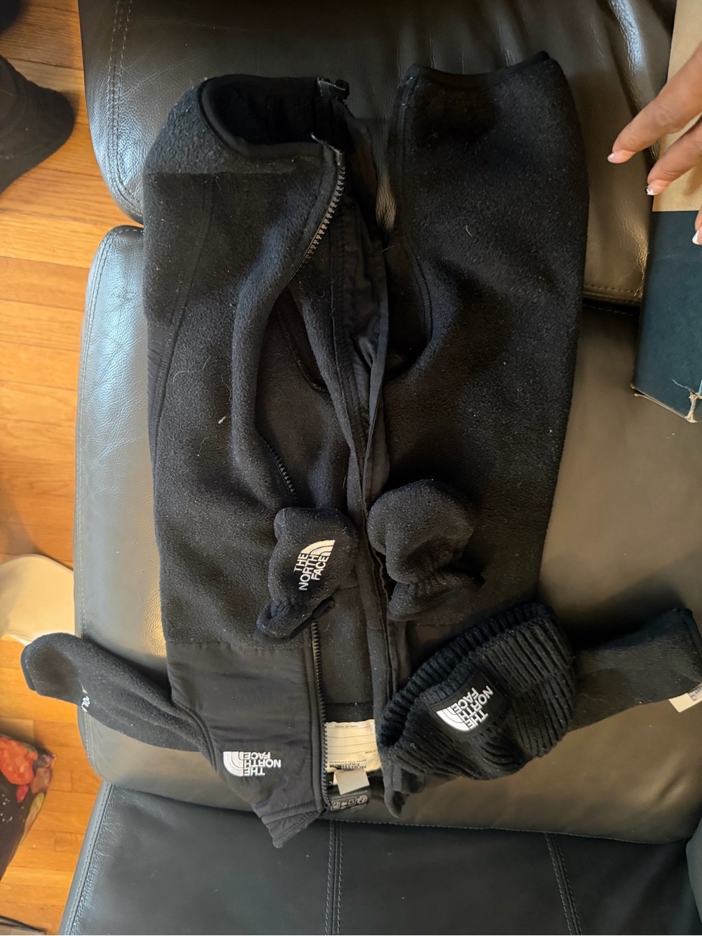 The North Face Kids Black Jacket with Matching Black Hat